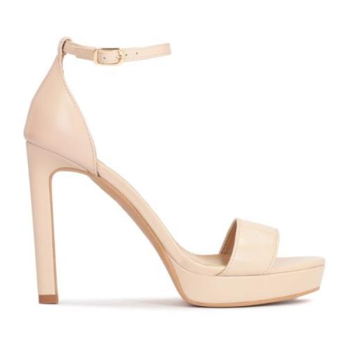 Beige leren platform stiletto sandalen Kazar , Beige , Dames