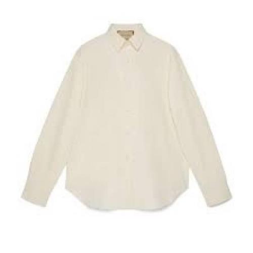 Casual Katoenen Overhemd voor Mannen Gucci , White , Heren