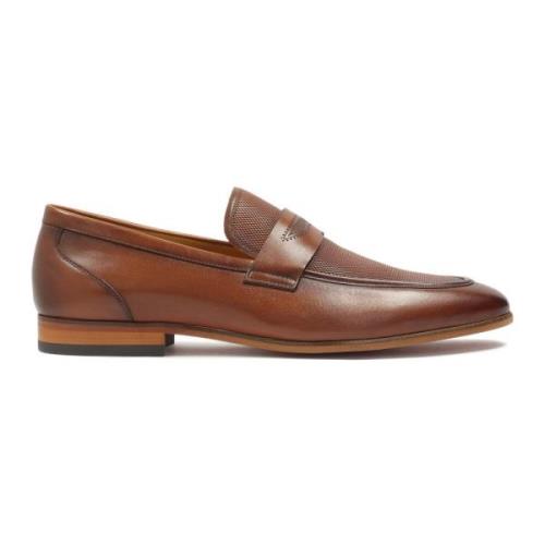 Bruine leren loafers met reliëf Kazar , Brown , Heren