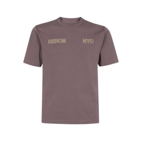 Katoenen T-shirt met voor- en achterprint Heron Preston , Brown , Here...