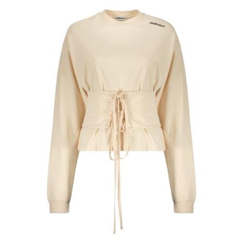 Geborduurd Logo Lange Mouw T-shirt Ambush , Beige , Dames