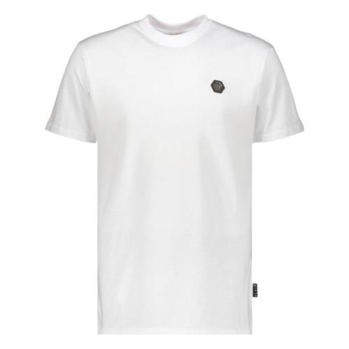 Logo Patch Katoenen T-shirt Philipp Plein , White , Heren