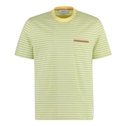 Gestreept katoenen T-shirt met driekleurig detail Thom Browne , Yellow...