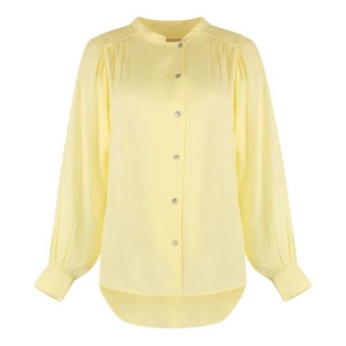 Rounded Hem Crêpe Blouse Yves Salomon , Yellow , Dames