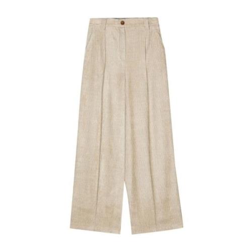 Beige Corduroy Straight Leg Trousers Alysi , Beige , Dames