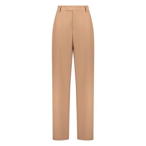 Wollen Blend Broek met Zakken Ambush , Beige , Dames