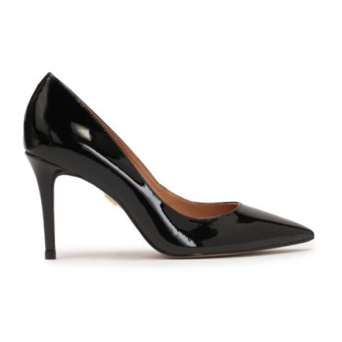 Zwarte gelakte pumps met smalle hak Kazar , Black , Dames