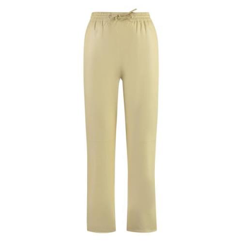 Verstelbare enkeltrekkoord leren broek Yves Salomon , Yellow , Dames