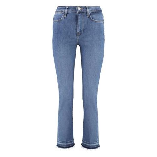 High Straight Jeans met Contraststiksels Frame , Blue , Dames