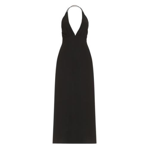 Zijden Maxi Jurk met Crossover V-hals TotêMe , Black , Dames