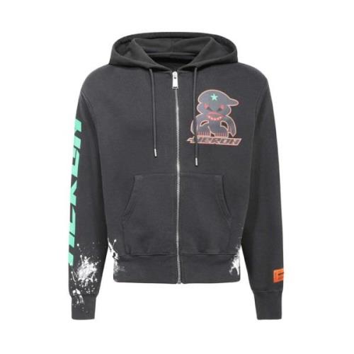 Katoenen Zip Hoodie Verfspatten Heron Preston , Black , Heren