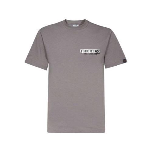 Katoenen T-shirt met Front Back Print Icecream , Gray , Heren