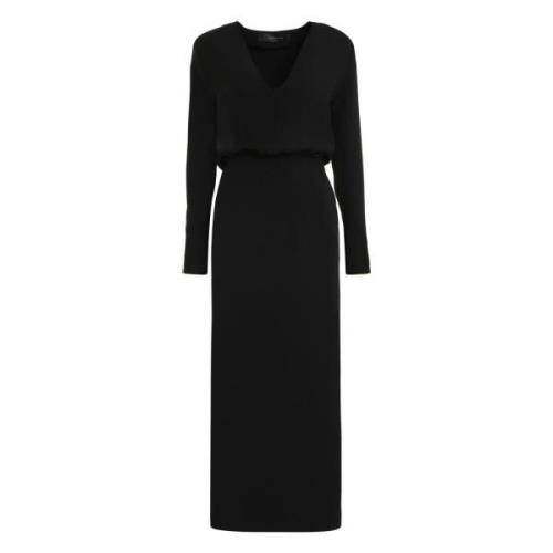 Elegante Lange Jurk met Voorsplit Federica Tosi , Black , Dames