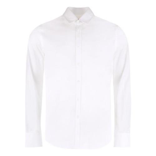 Katoenen shirt met afgeronde zoom Canali , White , Heren