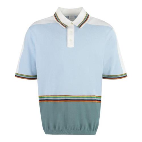 Geribbelde Gebreide Polo Shirt PS By Paul Smith , Blue , Heren