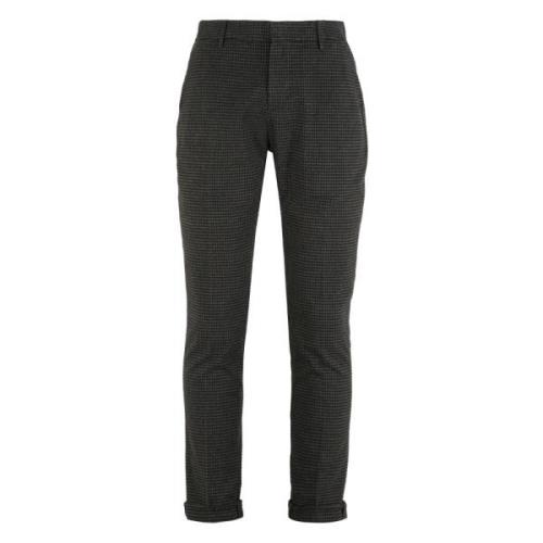 Geruite katoenen broek met omgeslagen zoom Dondup , Gray , Heren