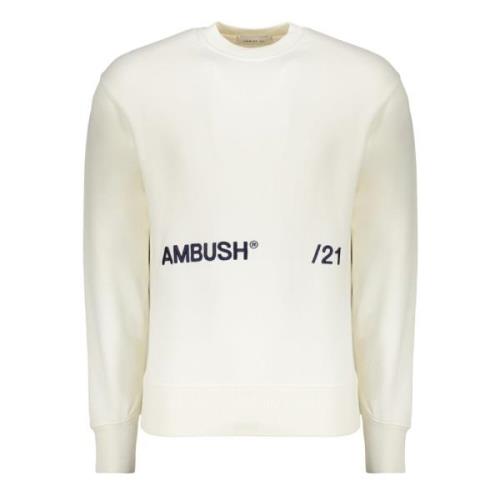 Geborduurde katoenen sweatshirt met geribde randen Ambush , Beige , He...