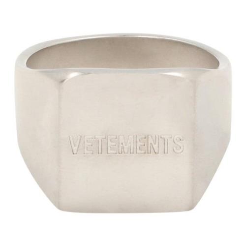 Gegraveerde Logo Messing Ring Vetements , Gray , Heren