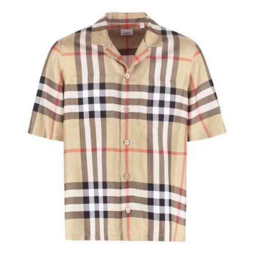 Zijden Vintage Check Shirt Burberry , Beige , Heren