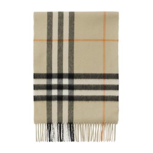 Geruit Kasjmier Fringed Sjaal Burberry , Beige , Heren