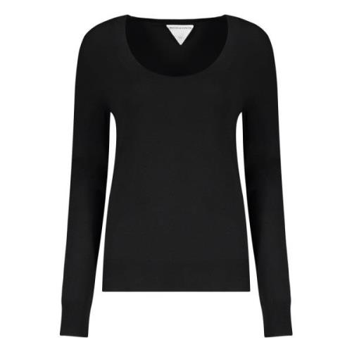 Kasjmier Crew-Neck Sweater met Geribbelde Details Bottega Veneta , Bla...