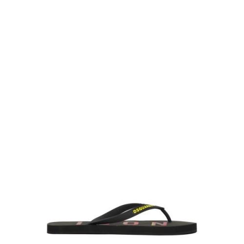 Logoed Rubber Flip-Flop Sandalen Dsquared2 , Black , Heren