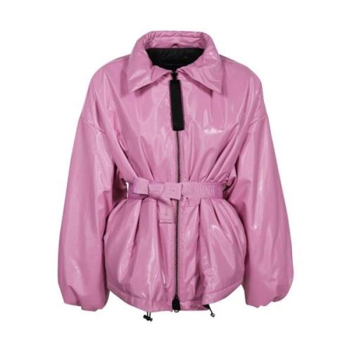 Gebonden rits omlaag jas met afneembare capuchon Emporio Armani , Pink...