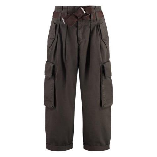 Cargo broek met zakken en riem Pinko , Brown , Dames