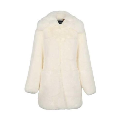 Oversized Faux Fur Coat Dsquared2 , White , Dames