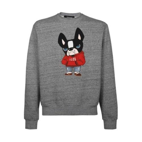 Katoenen sweatshirt met geribbelde randen Dsquared2 , Gray , Heren