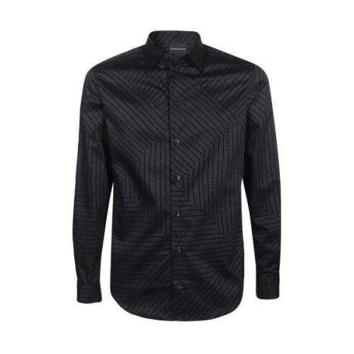 Katoenen Overhemd met Lange Mouwen Emporio Armani , Black , Heren