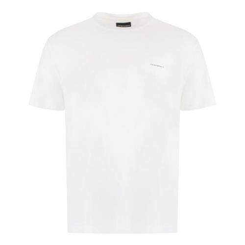 Geribbelde Katoenmix T-shirt Emporio Armani , White , Heren