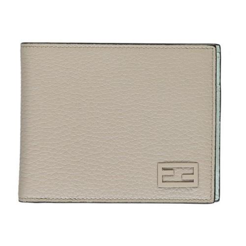 Klassieke Leren Flap Portemonnee Fendi , Gray , Heren