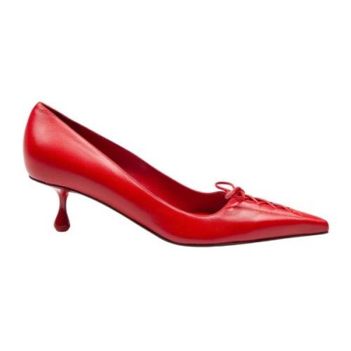 Rode Leren Pumps met Veters Jimmy Choo , Red , Dames