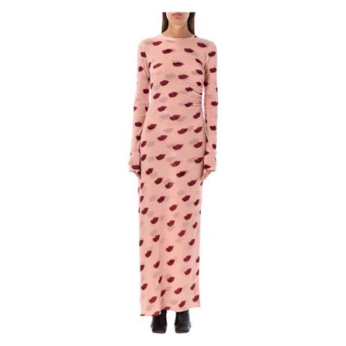 Lips Print Maxi Jurk Dusty Rose Stella McCartney , Pink , Dames