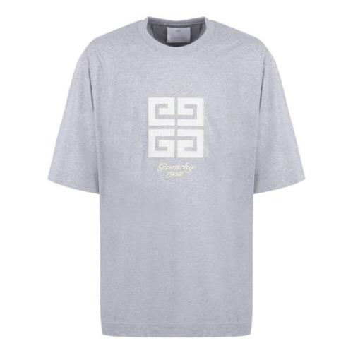 Geribbelde Katoenen Crew-Neck T-shirt Givenchy , Gray , Heren