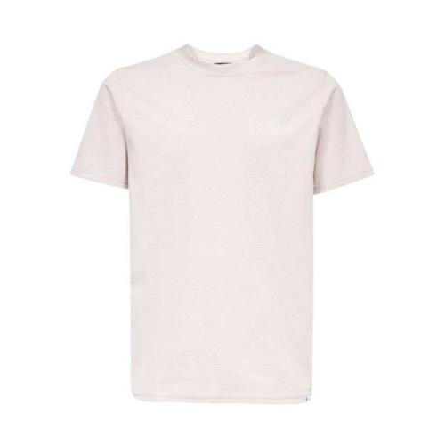 Geribbelde Crew-neck T-shirt met Print Les Deux , Beige , Heren