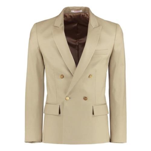 Katoenen Dubbelrij Blazer Valentino , Beige , Heren