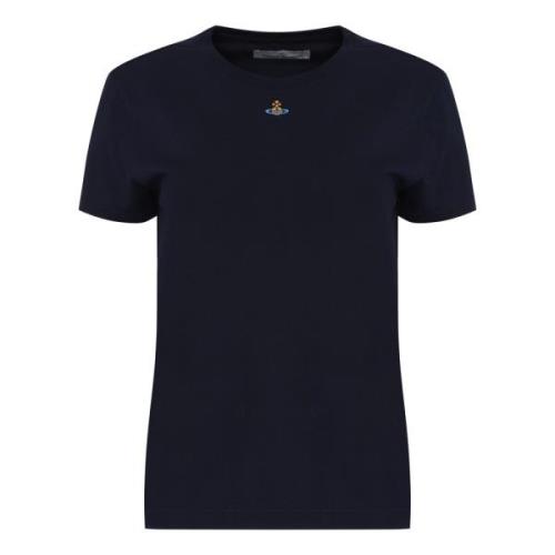 Geribbelde Katoenen Crew-Neck T-Shirt Vivienne Westwood , Blue , Dames