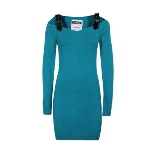 Geribbelde Wolmix Jurk Moschino , Green , Dames