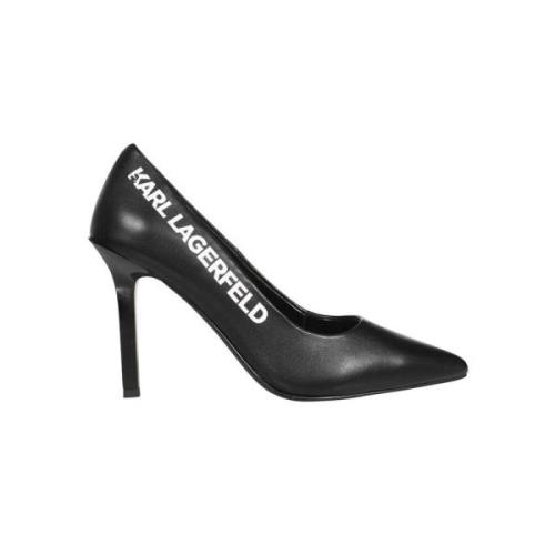 Leren Pumps met Puntige Neus Karl Lagerfeld , Black , Dames