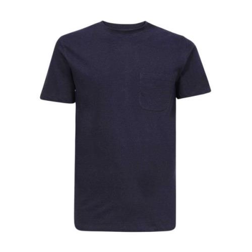 Geribbelde Crew-neck T-shirt met Voorzak Les Deux , Blue , Heren