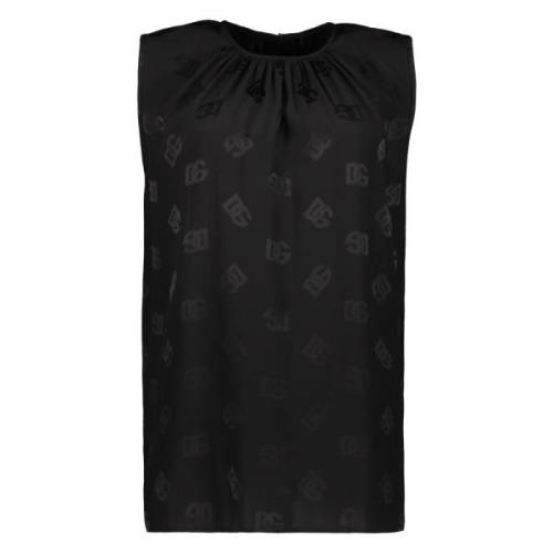 Monogram Zijden Blouse Dolce & Gabbana , Black , Dames