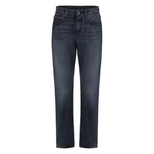 Logo Patch Straight Jeans Dolce & Gabbana , Blue , Dames