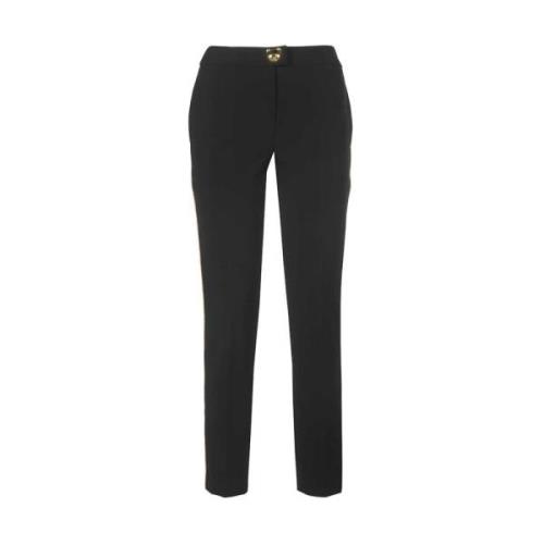 Versierde Slim Cigarette Broek Moschino , Black , Dames