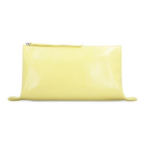 Leren clutch met ritssluiting Jil Sander , Yellow , Dames