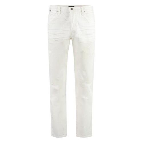 Straight-leg Jeans met Verfspatten Tom Ford , White , Heren