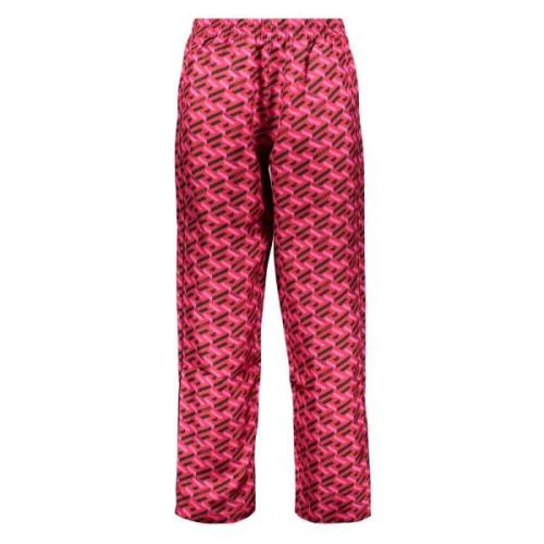 Zijden pyjamabroek met print Versace , Pink , Dames