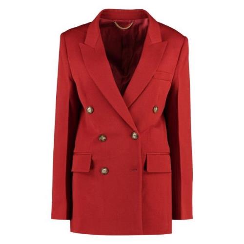 Dubbelrijige Wollen Blazer Victoria Beckham , Red , Dames