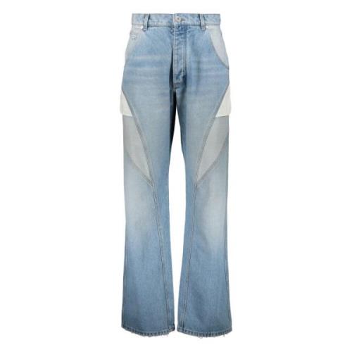 Klassieke Denim Jeans met Metalen Details Balmain , Blue , Heren